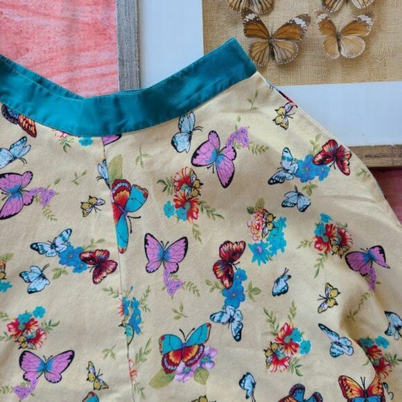 Tatyana Beige Butterfly Print High Waist Full Swing Circle Skirt Small - Picture 7 of 11